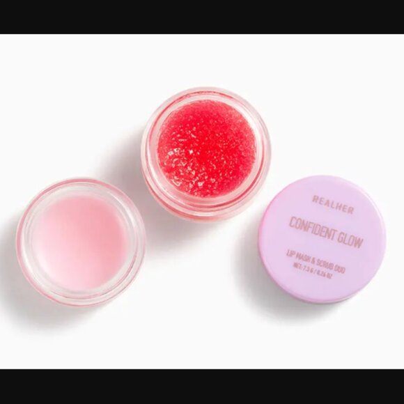 🌈4/$20 NIP REALHER Confident Glow Lip Mask + Scrub Duo Mini Retail Price $20.00 - Picture 1 of 5